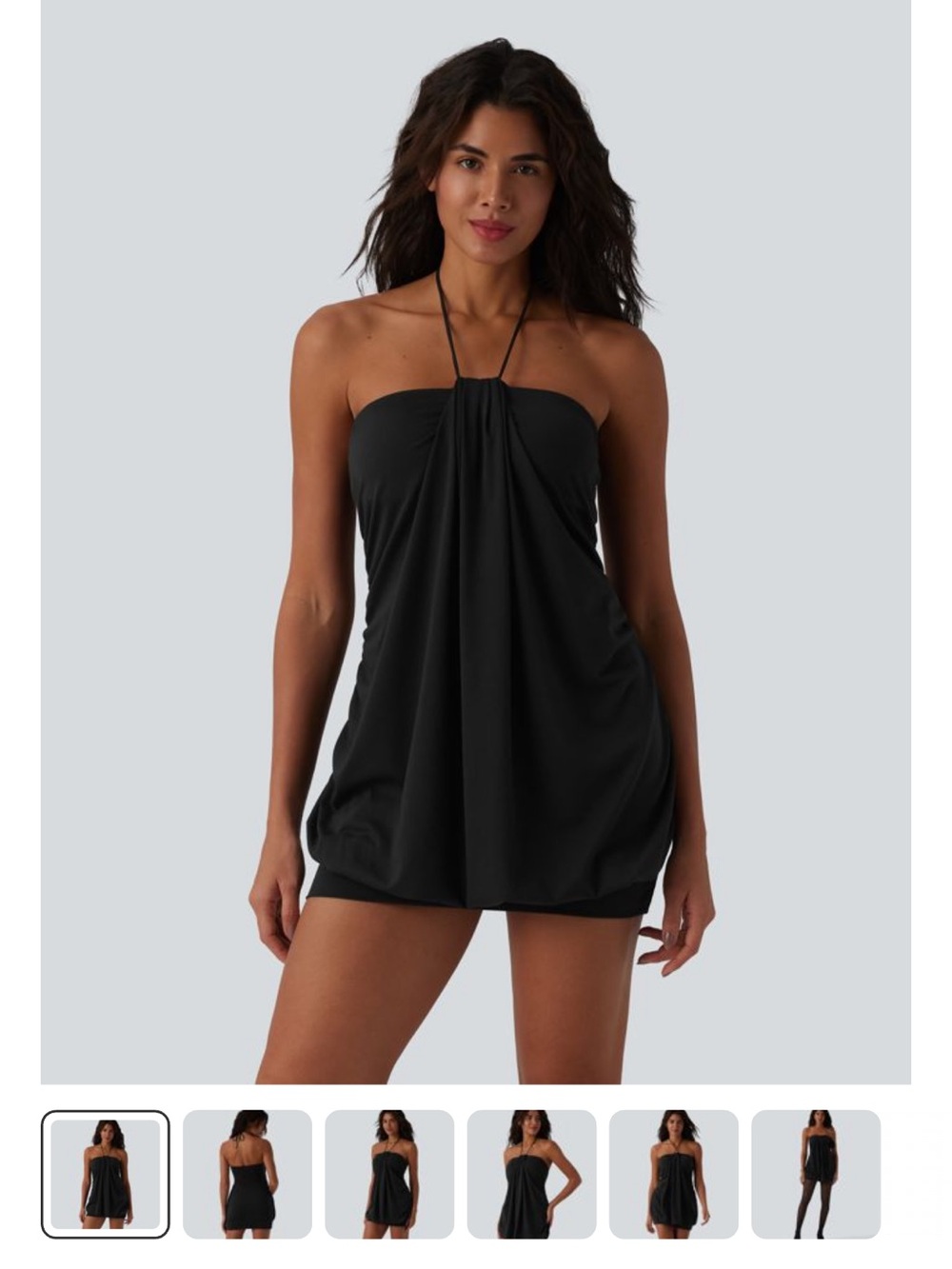 HALARA Halter Tie Back Built-in Bra Bodycon Micro Mini dress
